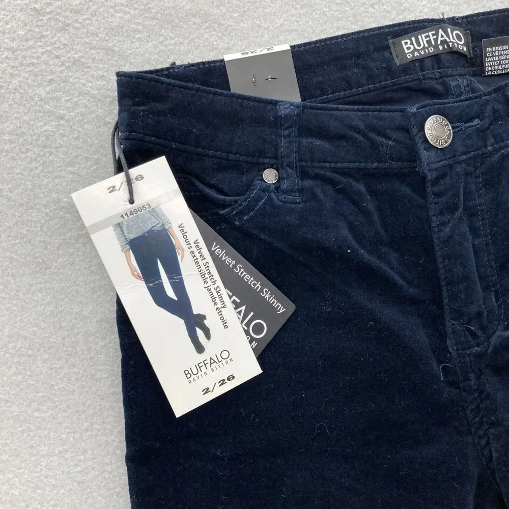 Buffalo David Bitton Marvel‎ Velvet Skinny Ankle Pants Women's 2/26 Blue Stretch - Picture 3 of 13